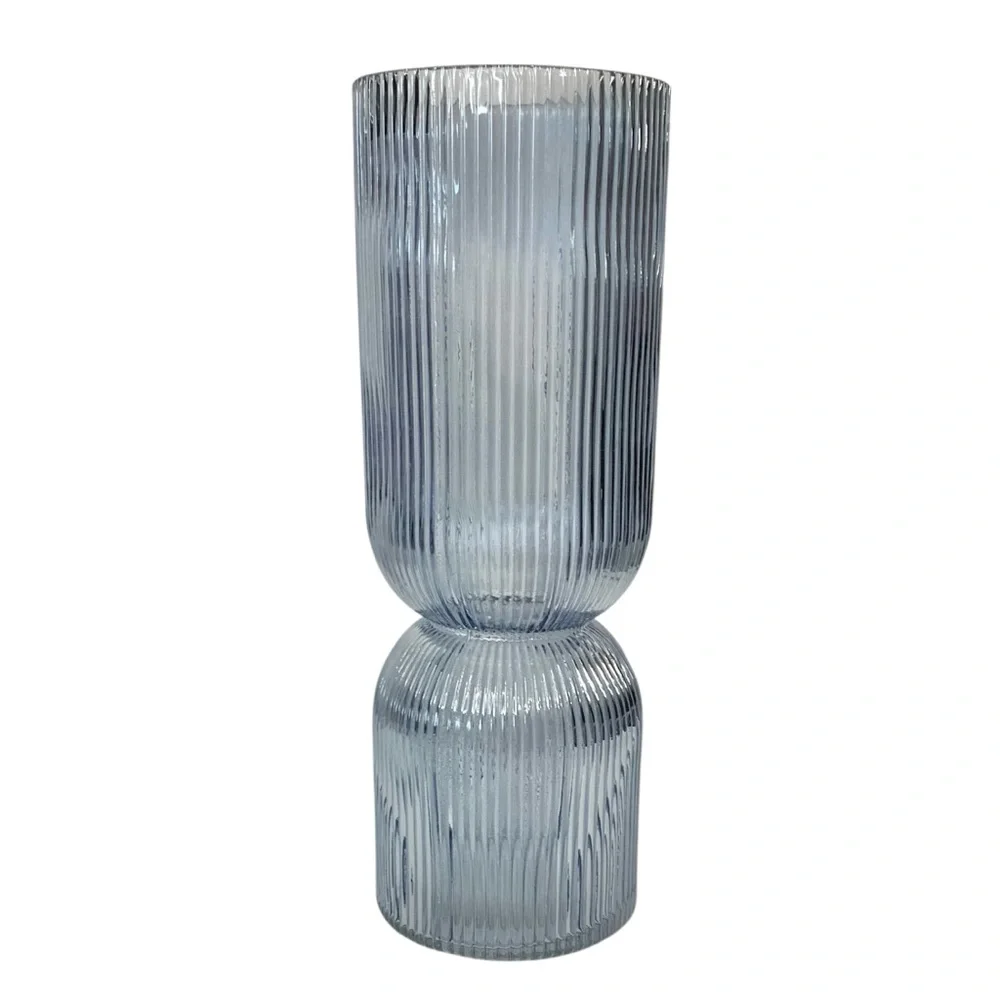 WHITE BARN Blue Faceted Decorative Glass Vase